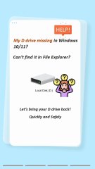 Fix D Drive Missing in Windows 10 — 100% Working!