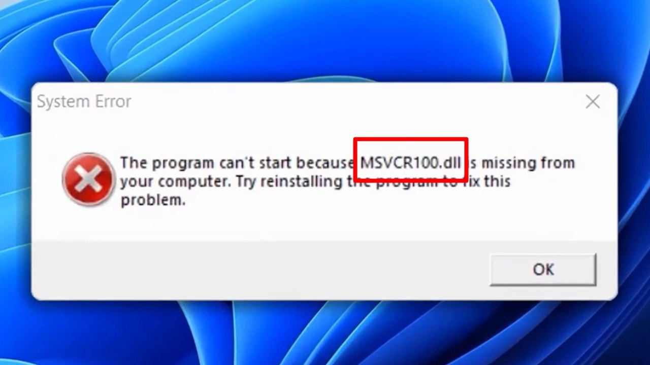 Fix MSVCR100.dll Is Missing or Was Not Found in Windows 11 / 10 / 8 / 7 ✔️