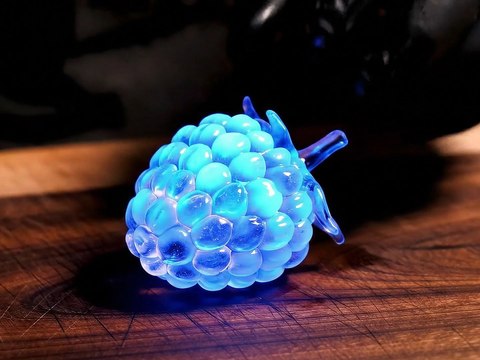 Cutting Bioluminescent Fruit 🍓 #oddlysatisfying #fruitcutting #glassfruit #asmr #satisfying #veo3 #asmrai