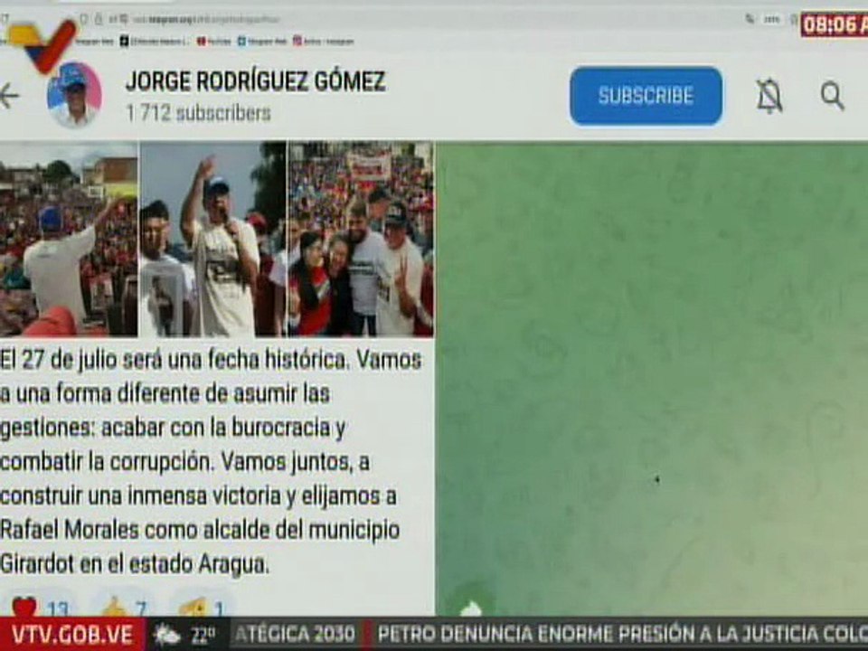 Jorge Rodríguez: El 27J será fecha histórica, vamos a una forma diferente de asumir las gestiones