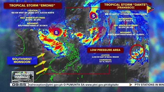 Bagyong #DantePH at #EmongPH, pinalakas ang habagat; maraming lugar sa bansa apektado ng sama ng panahon