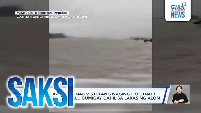 Ilang kalsada, nagmistulang naging ilog dahil sa baha; seawall, bumigay dahil sa lakas ng alon | Saksi