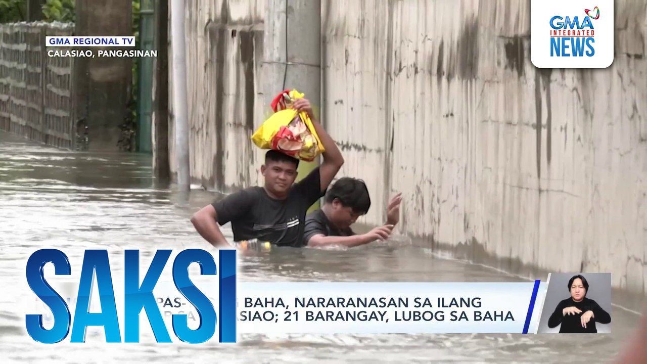 Lampas-taong baha, nararanasan sa ilang lugar sa Calasiao; 21 barangay, lubog sa baha | Saksi