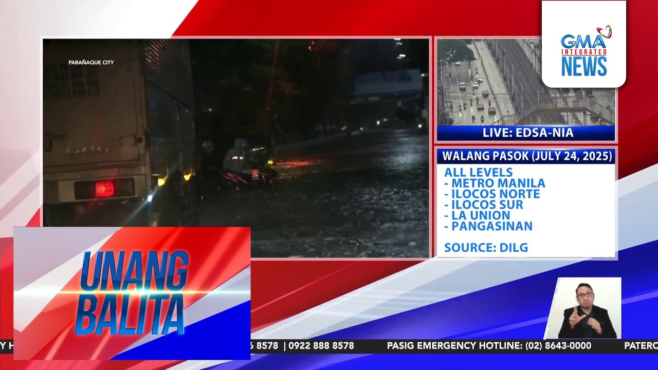 Ilang taga-Parañaque, hindi nakapasok sa trabaho dahil sa baha sa Dr. A. Santos Avenue; ilang residente, naglakad sa baha para makauwi | Unang Balita