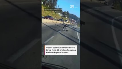 Porco 'fujão' invade rodovia e para trânsito no interior de SP; veja #shorts