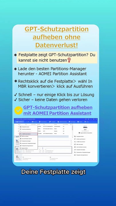 GPT-Schutzpartition aufheben ohne Datenverlust? So geht’s! 🧩