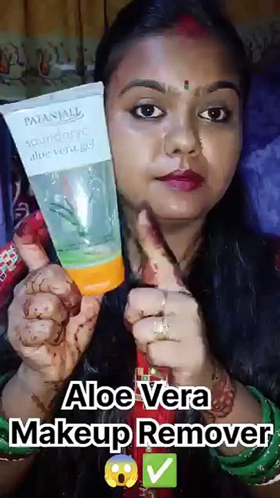 Aloe Vera Gel🌿 for Makeup Remover!😱✅ #shorts #youtubeshorts #aloeveragel #makeup #remover #hack #yt (2)