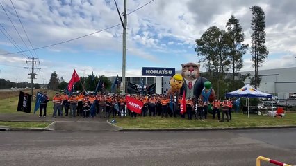Komatsu Hunter workers strike for better pay