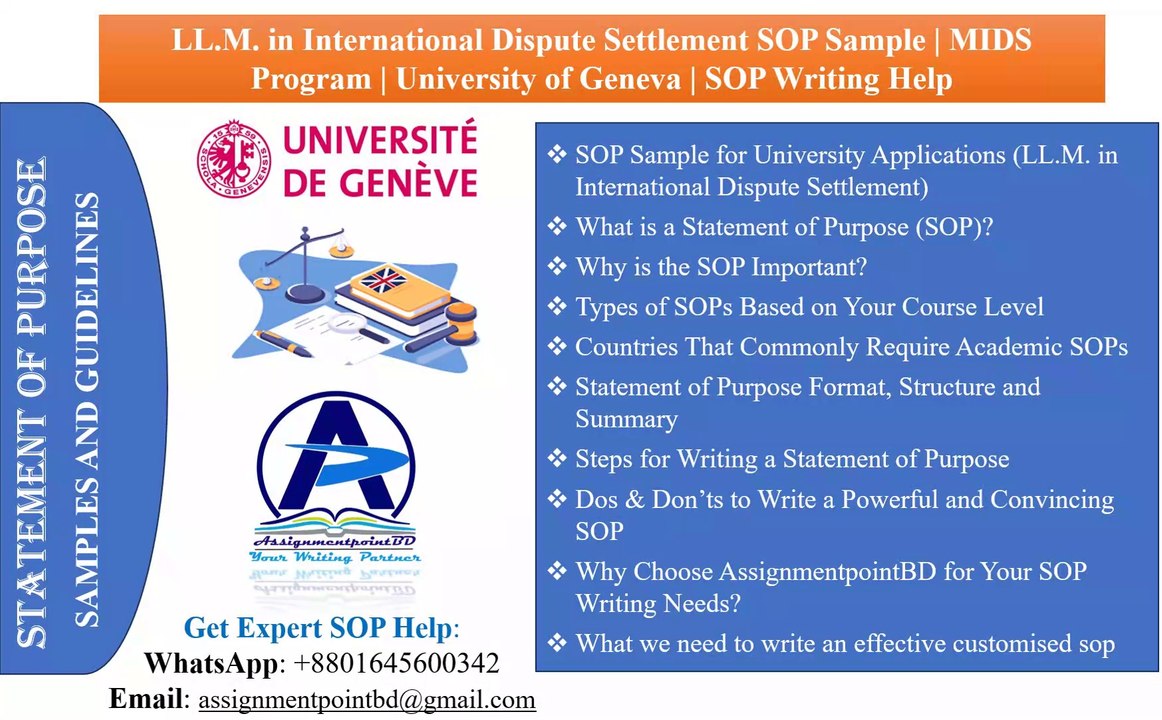 SOP sample and guidelines: LL.M. in International Dispute Settlement SOP Sample | MIDS Program | University of Geneva | SOP Writing Help