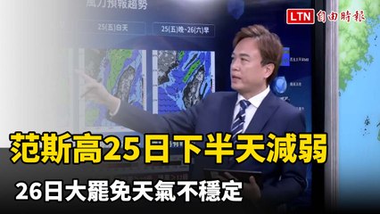 范斯高颱風明下半天減弱熱帶低壓！ 26日大罷免天氣不穩定