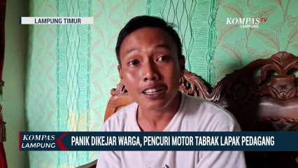 Panik Dikejar Warga, Pencuri Motor Tabrak Lapak Pedagang