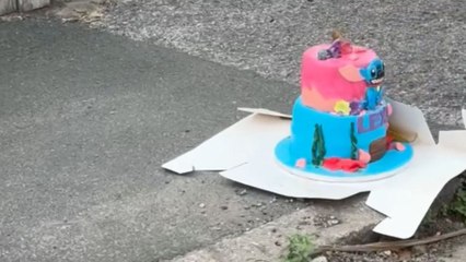 Girl spots a custom-made cake abandoned on the street