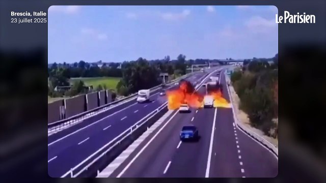 Les images impressionnantes du crash d’un petit avion sur une autoroute italienne