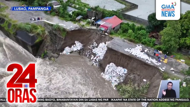 Bahagi ng dike sa Lubao, Pampanga, kinain ng malakas na ragasa ng tubig sa dam; mga nakatira sa paligid, inilikas | 24 Oras