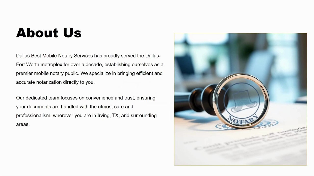 Trusted Mobile Notary Public in Irving TX