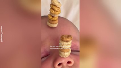 Mum Stacks Cheerios on Sleeping Baby’s Head