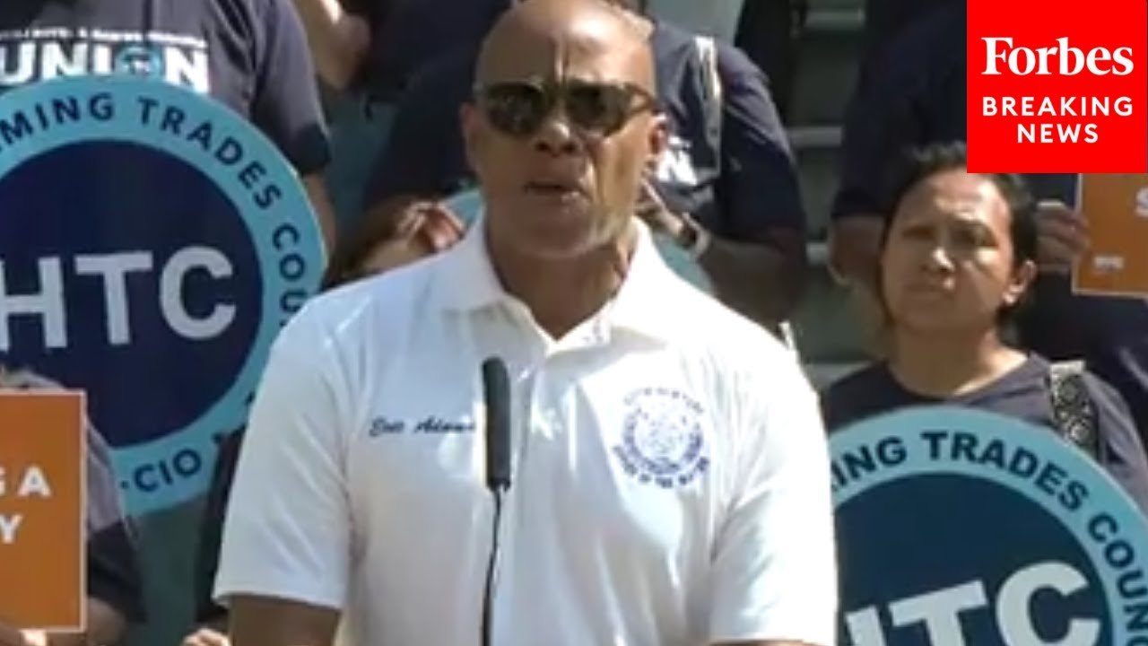 NYC Mayor Eric Adams Holds Press Briefing On Im...