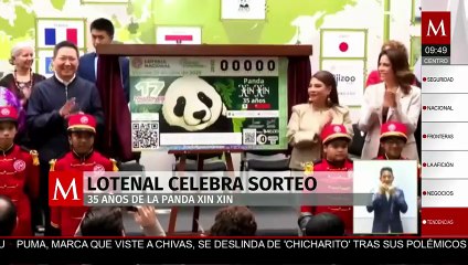 Lotería Nacional celebra los 35 años del panda Xin Xin con billete conmemorativo