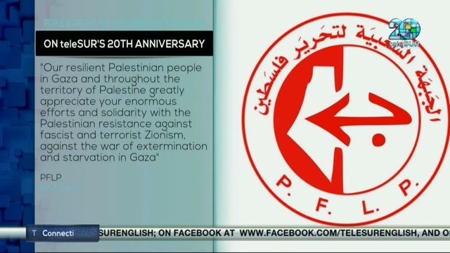 Popular Front for the Liberation of Palestine on teleSUR's 20th anniversary