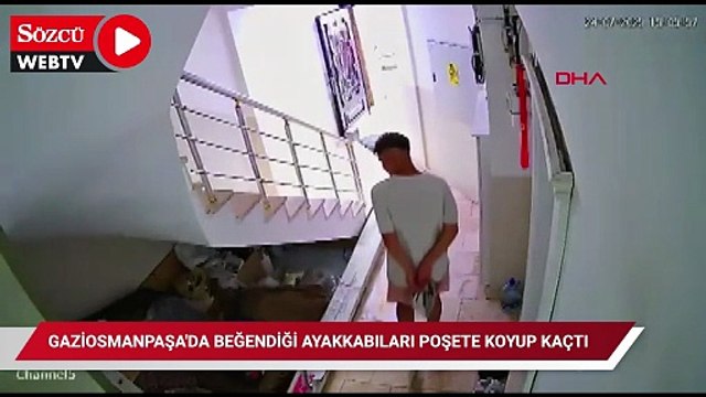 Gaziosmanpaşa'da beğendiği ayakkabıları poşete koyup kaçtı