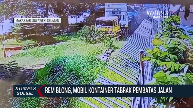Rem Blong, Mobil Kontainer Tabrak Pembatas Jalan