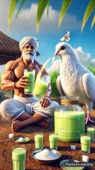 The farmer drinks all the juice of sugarcane and then plants a papaya tree 😭 #ai #pigeon #farmer