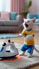 kitten was trying to help his mother but get harm