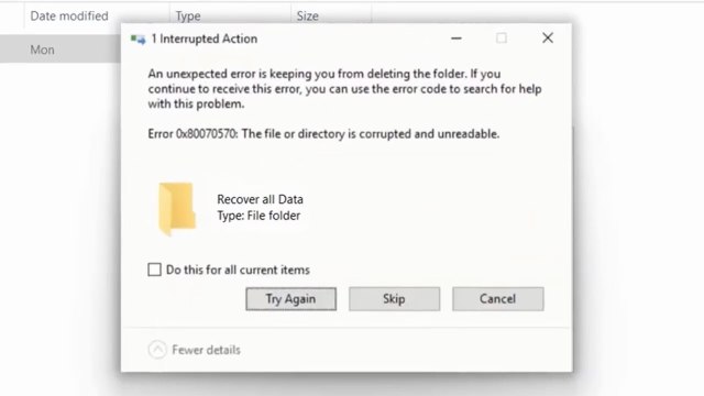 Fix An Unexpected Error Is Keeping You From Deleting, Copying or Moving The Folder Error 0x80070570 | Windows 11/10/8/7