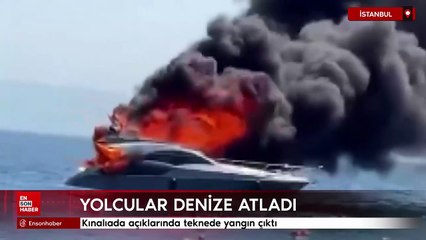 Kınalıada açıklarında içinde 12 kişinin olduğu teknede yangın çıktı