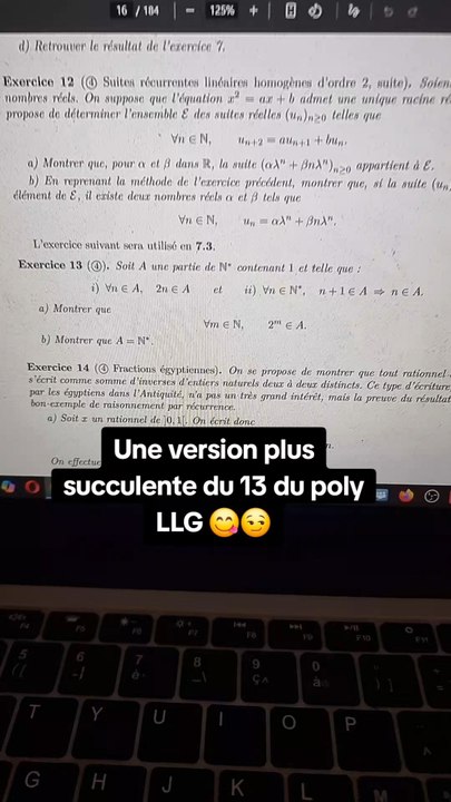 Récurrence Bizarre avec un exo remixé à partir de celui du poly LLG 13 p. 16 😴#recurrence #suite #entier