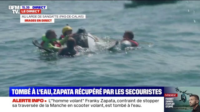 Franky Zapata contraint à l'amerrissage dans la Manche: Un souci technique sur un moteur thermique (...) il est sain et sauf , rassure Lionel Giorgi, responsable sécurité
