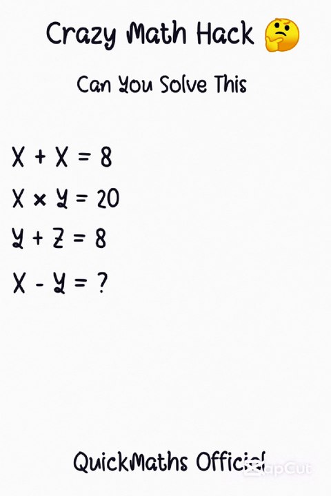 Crazy Math Hack! 🧠 Can You Find X - Y? Most People Fail!