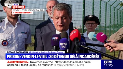 "Des conditions qui respectent la dignité humaine mais surtout la sécurité que nous devons imposer à ces détenus", déclare Gérald Darmanin à Vendin-le-Vieil