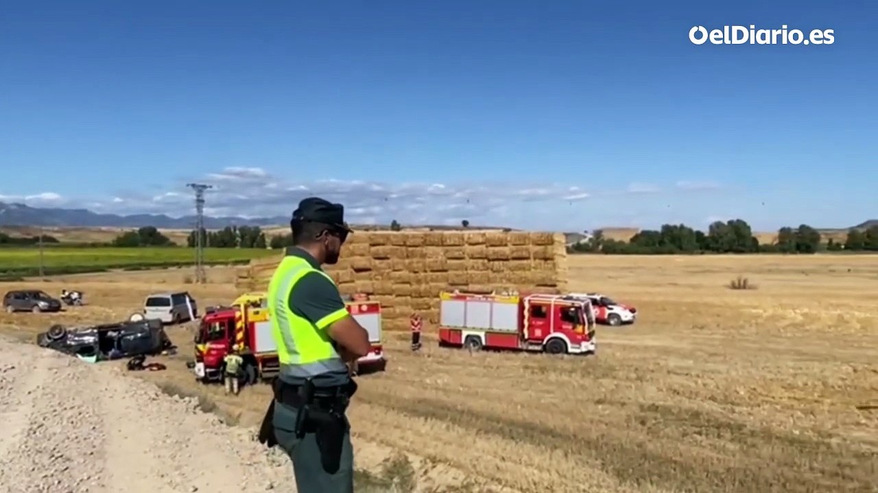 Ocho heridos, dos de ellos graves, al salirse una furgoneta de un camino de tierra en Lupiñén (Huesca)
