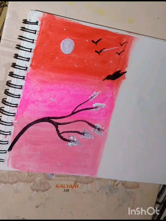 oil pastels easy drawing ।। nature drawing ।। scenery drawing easy