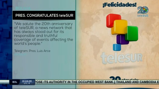 Bolivian President, Luis Arce, congratulates teleSUR