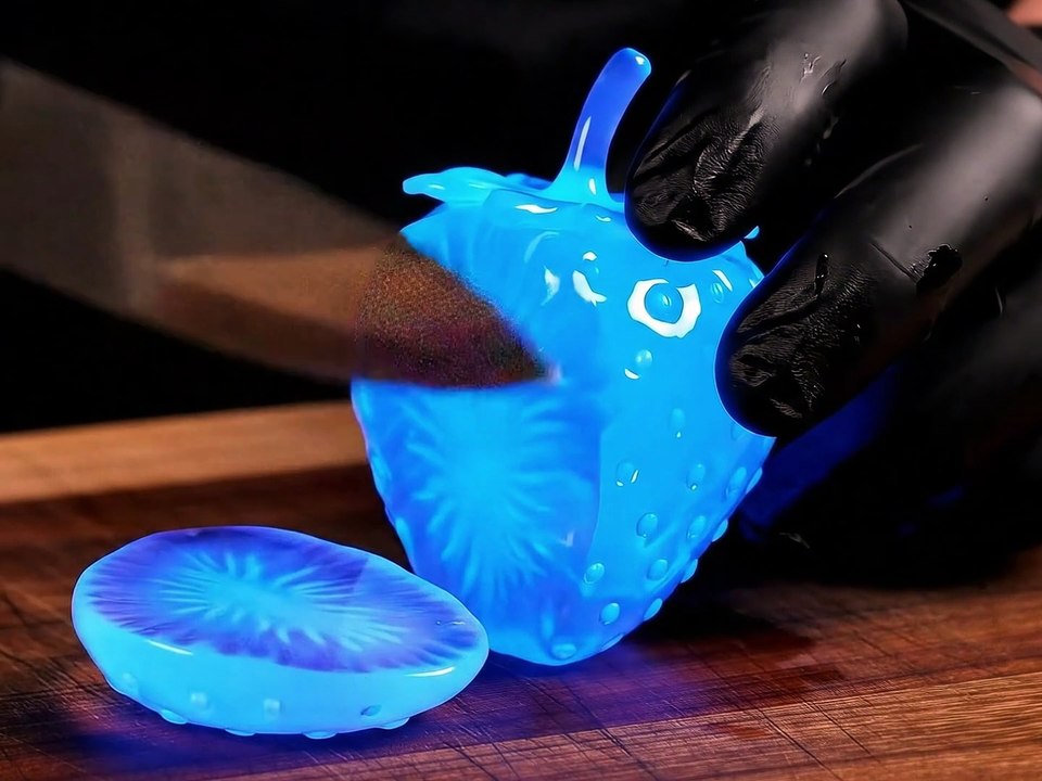 Cutting Bioluminescent Fruits ASMR 🍎 #oddlysatisfying #asmr #satisfying #aiasmr #asmrai