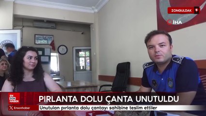 Zonguldak'ta unutulan pırlanta dolu çantayı sahibine teslim ettiler
