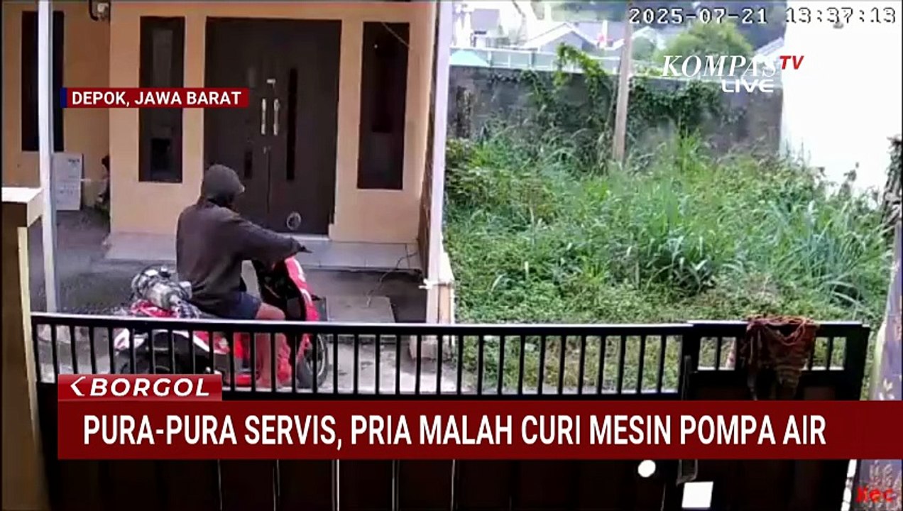 Terekam CCTV Detik-Detik Pria Curi Mesin Pompa Air di Rumah Warga | BORGOL