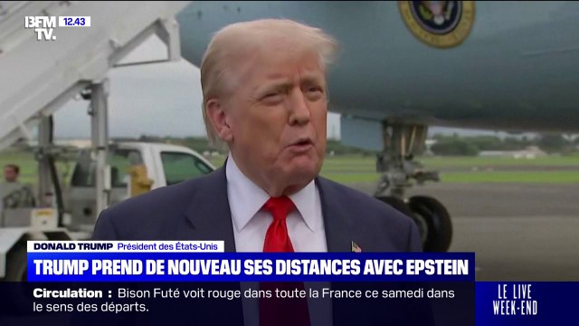 Affaire Epstein: Donald Trump assure n'avoir jamais été informé de la présence de son nom dans le dossier