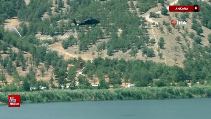 Ankara'daki orman yangını dron ile görüntülendi