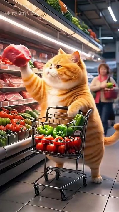 Orange Cat Cooking Spicy Boiled Beef. #cat #catchef #catcookingshow #funnycats #catai #shorts