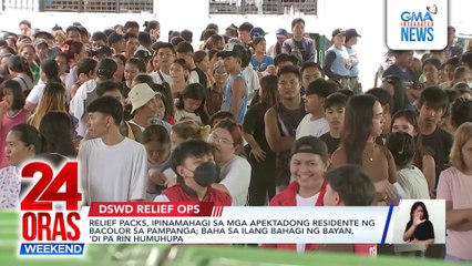 Relief packs, ipinamahagi sa mga apektadong residente ng Bacolor sa Pampanga; baha sa ilang bahagi ng bayan, 'di pa rin humuhupa | 24 Oras Weekend