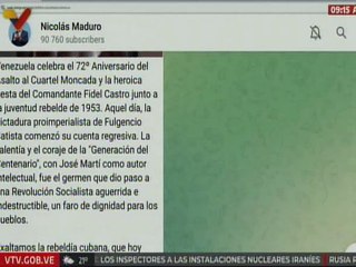 Jefe de Estado: Venezuela celebra el 72º aniversario del Asalto al Cuartel Moncada