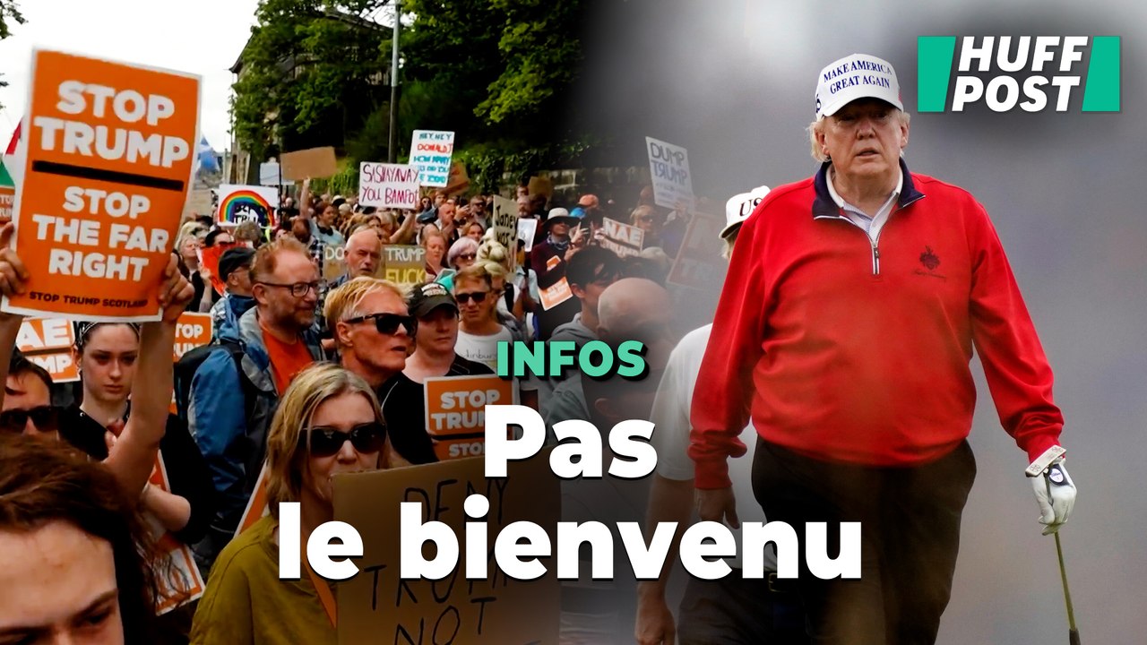 De nouvelles manifestations contre Trump en Écosse, qui joue au golf (sous la pluie)