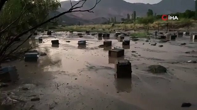 Kars’ta sel felaketi: Arı kovanları sular altında kaldı