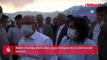 Bakan Uraloğlu Bursa'daki yangın bölgesinde incelemelerde bulundu