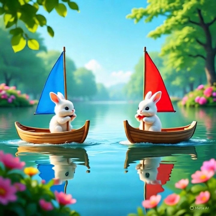 Rabbit boat racing 😺🐎