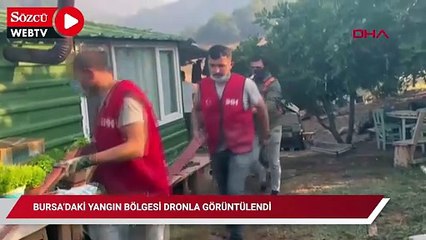 Bursa’daki yangın bölgesi dronla görüntülendi