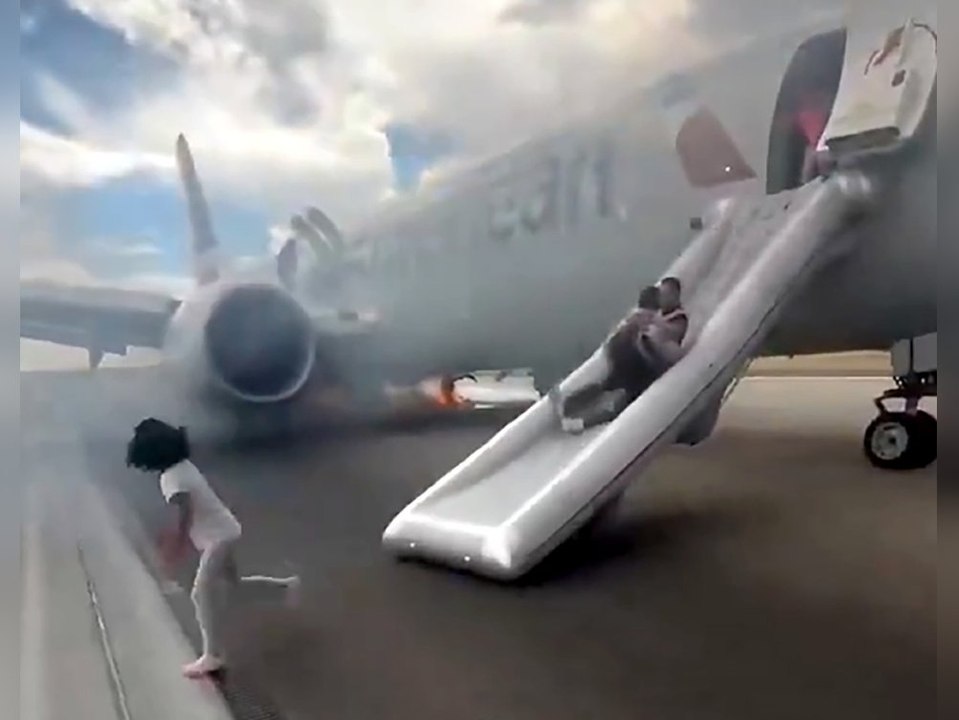 Denver: Flugzeug brennt - geschockte Passagiere evakuiert